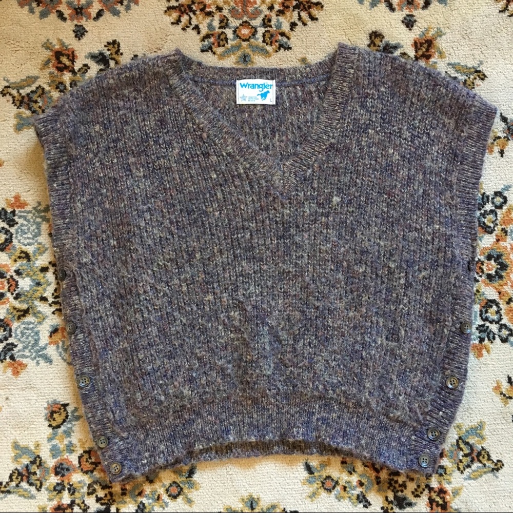 Vintage Wrangler boxy crop sweater vest buttons